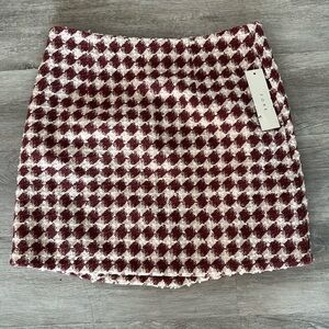 FORE Pink and Red Houndstooth Mini Skirt NWT Medium